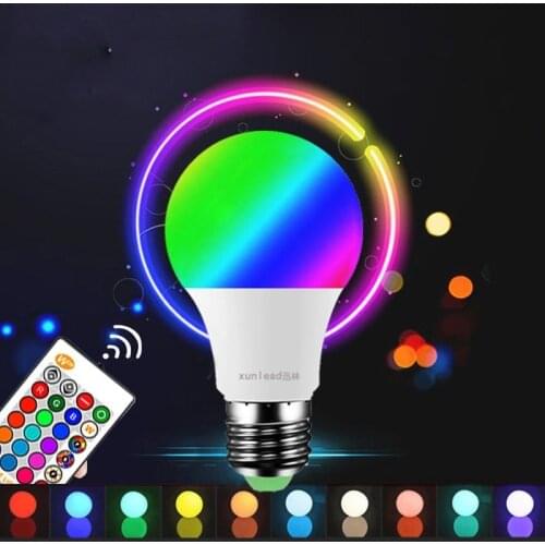 E27 E14 Infrared Remote Control Color LED Bulb 16 Color Variable Color Spotlight Home Decoration Lamp with 24-key Remote Control