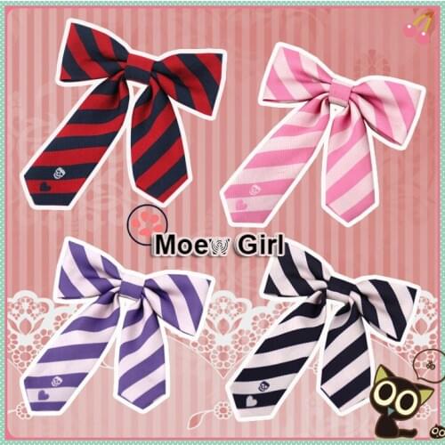 Cute Womens Japanese Uniform JK Neck Bow Tie Skeleton Heart Pattern Lolita Bow knot