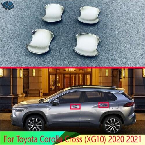For Toyota Corolla Cross (XG10) 2020 2021 ABS Chrome Door Handle Bowl Cover Cup Cavity Trim Insert Catch Molding Garnish