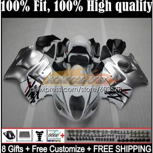 Injection For SUZUKI Hayabusa GSXR1300 96 97 98 99 00 01 20CL.3 GSXR 1300 CC 2002 2003 2004 2005 2006 2007 Fairing Silver white