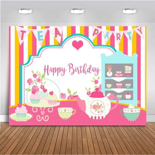 Candy Bar Backdrop for Photography Happy Birthday Dessert Table Background for Photo Booth Studio Girl Theme Party Decoration