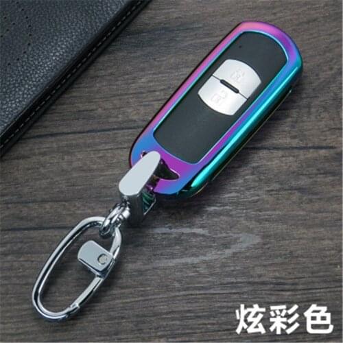 Alloy Leather Car Remote Key Case sticker For Mazda 2 3 6 Axela Atenza CX-5 CX5 CX-7 CX-9 2015 2016 2017 Smart 2/3 Buttons
