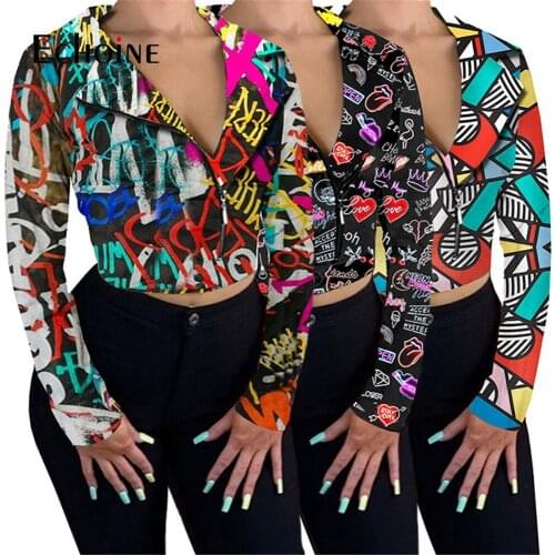 Echoine Women Tie Dye Print Bomber Jacket Top spring Fall Long Sleeve Zipper Turn-down Collar Cropped Moto Biker Jacket Coat