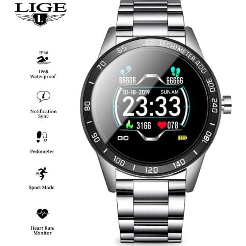 LIGE 2020 New Smart Watch Men Waterproof Sport Heart Rate Blood Pressure Fitness Tracker Smartwatch Pedometer reloj inteligente