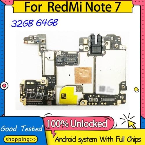 32/64G Motherboard For XiaoMi Redmi Note 7 Motherboard LogicBoard Original Global version Work Well Unlocked Main Circuits Board