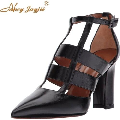 Nancayjayjii Women Shoes Ladies Gladiator Pumps Solid Buckle Super High thin heels Buckle Pointed Toe Fashion Mature Party2018