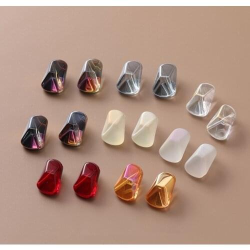 New arrived 100pcs/lot color print geometry irregular shape glass Straight hole beads diy jewelry earring/bracelet accessory