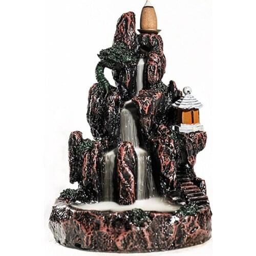 Backflow Incense Cone Burner With 20pcs Incense Cone Home Decoration Accessories Mountain Aromatherapy Ornament Xiang Holder