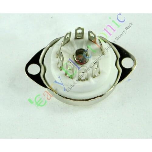 Wholesale and retail 8pc 9pin Ceramic vacuum tube socket top mount valve For 12AX7 12AU7 ECC82 ECC83 free shipping
