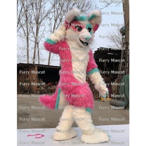 Original Photo PINK GIRLS WOMENS FURSUIT HUSKY DOG Hot Sale New Custom Made mascot costume Mascot Costume For Adult