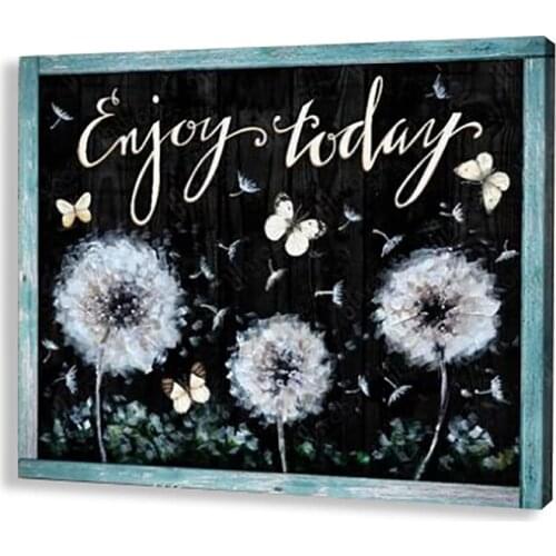 Enjoy Today Inspiration Posters Unframed Painting Black Canvas Dandelion Butterfly Print Printing Wall Decor For Home Decoration