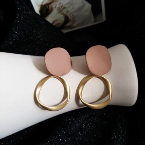 Simple matte earrings retro Hong Kong style temperament earrings geometric round earrings student 2020 trend jewelry
