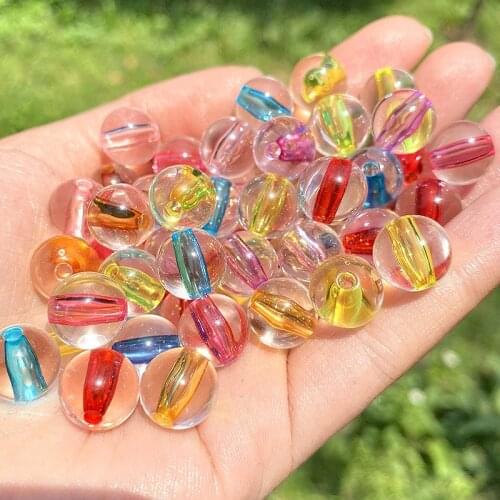Transparent Round Acrylic Beads with Colorful Hole 6mm 8mm 10mm 12mm 14mm Plastic DIY Jewelry Necklace Bracelet Earring Beading