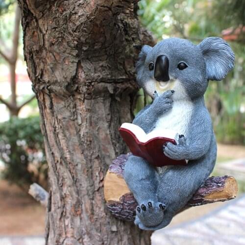 Solar Garden Statue Resin Koala Solar LED Lights Tree Hanging Figure Ornaments Solar Lamp Outdoor Patio Home Decoration Crafts