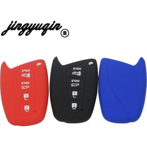 Jingyuqin Silicone 4 Buttons Car Key Case Cover For Hyundai Solaris Ix35 Ix45 Accent Santa Fe Tucson Car-Styling