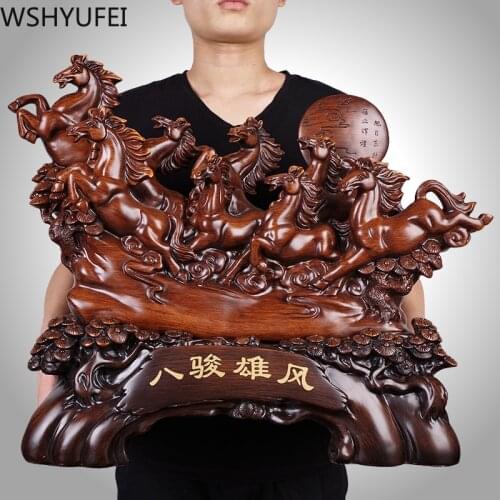 Chinese Style Lucky Eight Horses Resin Auspicious Gifts Home Crafts Living Room Study Desk Ornaments Statue Housewarming Gifts