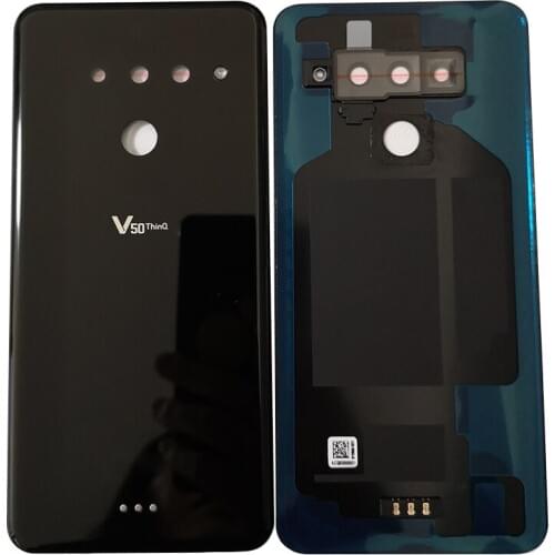 For LG V50 ThinQ 5G Glass Rear Housing With Camera Lens+Flash Light Battery Cover Three Holes With Charging Connector