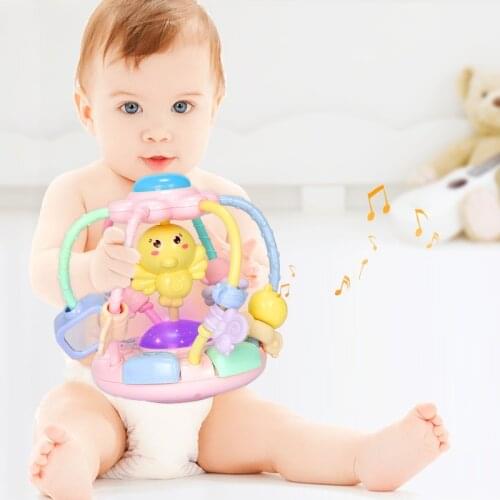 Early childhood education tactile sensation toy music gifts around beads gripping teeth shaking hands grasping balls infant toys