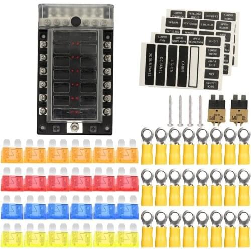 12-30V universal 12 Way with LED Indicator light Blade Fuse Box Holder Fuse Blocks for Car Boat Bus Marine Caravan Truck RV New