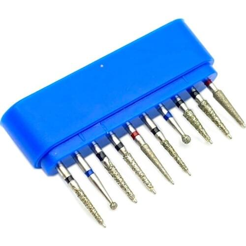 High Quanlity Dental Diamond Burs Set Porcelain Shouldered Abutment Polishing Kit 10pcs