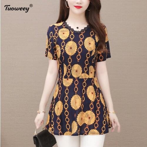 2021 plus size Summer Short Sleeve Chiffon Blouse Women Casual O Neck Elegant Women Shirts floral Female Clothing Blusas Mujer