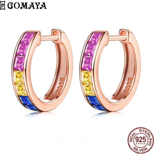 GOMAYA S925 Sterling Silver Clip Earring For Women Color Cubic Zirconia Earrings Romantic Wedding Fine Jewelry New Listing