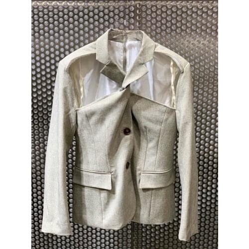 Women High Quality Luxury Hollow Off Shoulder Blazer Jacket Female Casual Overcoat 3 Color Ddxgz2 4.12