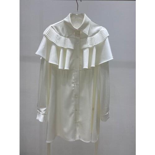 Ladies 2021 Fashion New Long Sleeve Lapel Ruffle Tunic Dress 0310