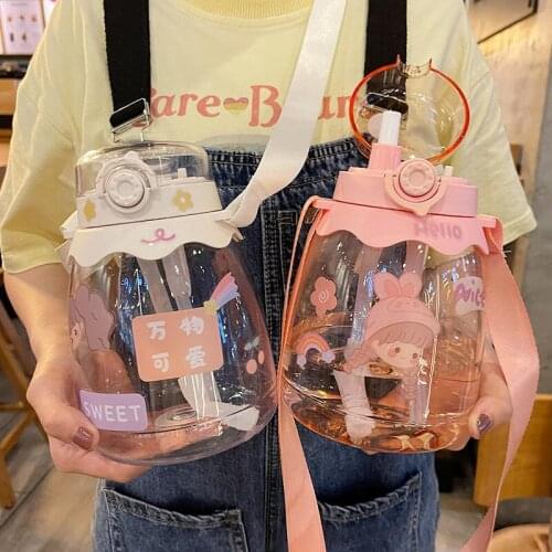 1100/1300 ML Water Bottles 37/44 Oz Water Cup Female Super Large Capacity with Straw Bottle Trendy Pot Portable Plastic Cup New