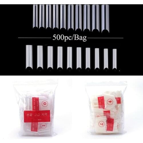 120/500pcs Acrylic False Nails Natural Full Cover Fake Nail Tips Manicure Tools Mid-length Removable Waterproof Nail Practice