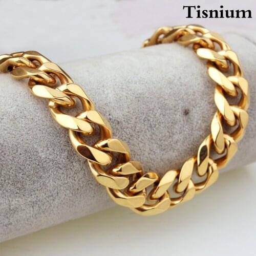 15mm Gold Cuba Style Necklaces For Men And Women Attractive Jewelry Accessories Friends Gift Stainless Steel Excellent Gloss