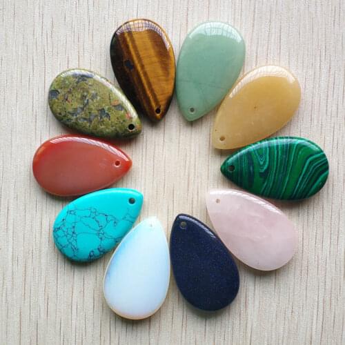 2018 new Fashion good quality natural stone mixed water drop shape pendants for jewelry making 10pcs/lot wholesale free shipping