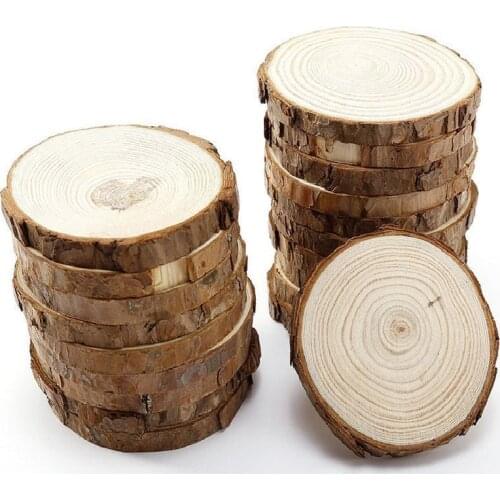3-12cm Thick 1 Pack Natural Pine Round Unfinished Wood Slices Circles With Tree Bark Log Discs DIY Crafts Wedding Party Painting