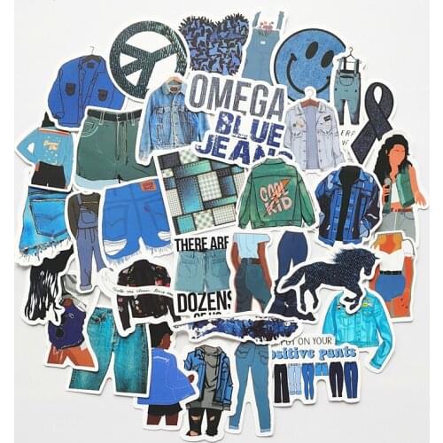 35pcs Jeans Blue trend graffiti DIY Stickers For Suitcase Skateboard Laptop Luggage Fridge Phone DIY Decal Stickers