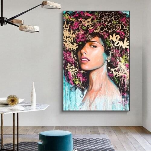 Abstract African Woman Art Canvas Paintings On the Wall Art Posters And Prints Graffiti Art Canvas Pictures For Living Room
