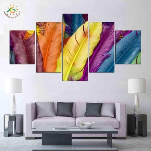 Feather abstract painting Poster Wall Art Decor Picture Painting Wall Picture Canvas Painting wall art canvas framed 5 Pieces