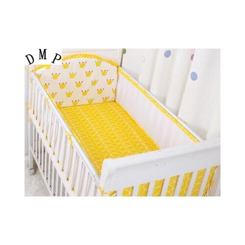 Promotion! 5PCS Mesh Cotton Baby Bedding Sheet Cartoon Crib Bedding Cot Set,include(4bumpers+sheet)