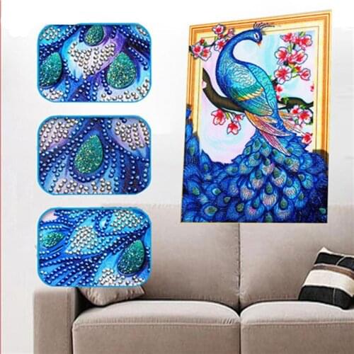 DIY diamond painting 5D shaped diamond flower peacock diamond embroidery cross stitch bedroom home decoration