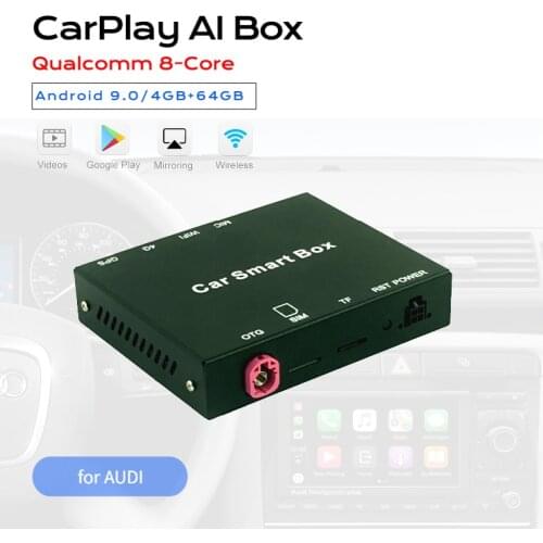 Exploter Ai Android Box for AUDI A3 A6 Q3 Q5 Q7 Adding Android 9.0 OS Wireless CarPlay Qualcomm 8-Core 4GB+64GB Mifi Dual BT