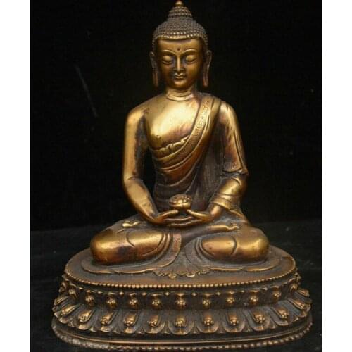 Antique Tibet Bronze Shakyamuni Amitabha Buddha Sakyamuni Tathagata Bowl Statue