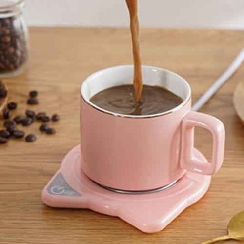 220V Automatic Cup Heater Home Office Mini ABS Thermostatic Solid Tablemat Heating Coaster Hot Milk Desktop Heater