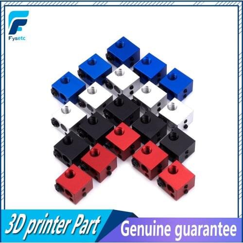 5pcs Blue Red Black Silver 16*16*12mm 3D Printer Parts V6 Heated Block For High Temperature HT-NTC100K Thermistor Hotend Kit