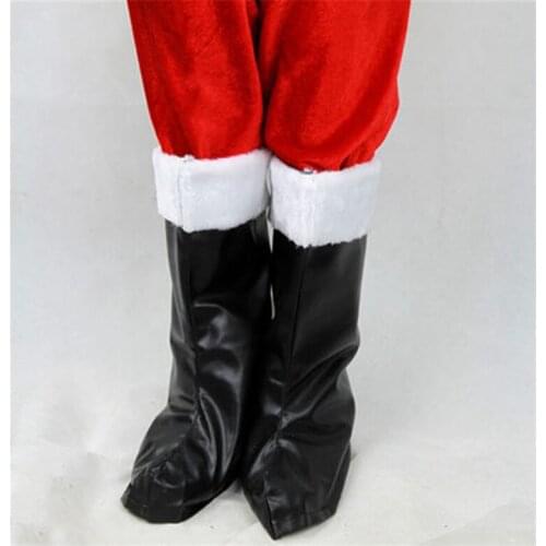 Christmas Santa Claus Boots Women Man Festival Cosplay Shoes Wedding Party Activity Supplies Decoration Black Long shoes Covers