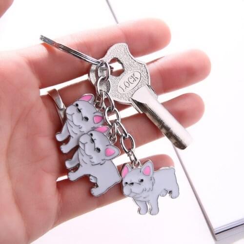 Keychain Cute Keychain New Pet Bulldog Charms Keyring Dog Woman Car Key Ring Metal Key Chain Best Friend Bag Charm Gift