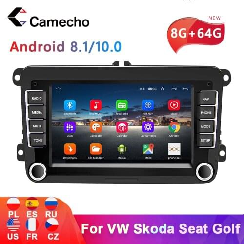 Camecho 2Din Car Radio Android 8.1 Car Multimedia player GPS Stereo For VW/Volkswagen/Golf/Octavia/golf 5/touran/passat b6/polo