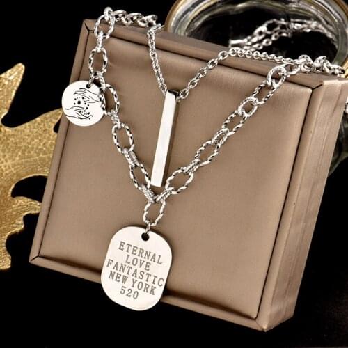 No fade titanium steel web celebrity letter square brand sweater chain fashion European hip-hop clothing accessories necklace