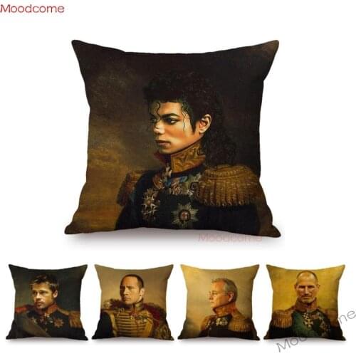 Renaissance Style Bruce Willis Michael Jackson Will Smith Steve Jobs Oil Painting Decor Art Sofa Throw Pillow Cover Car Cushions