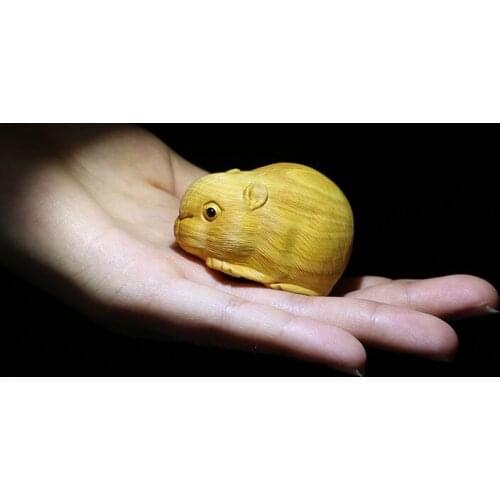 Hamster Mouse Statue Pet Wooden Toy Hot Cute Toy for Children Gifts Chinese Zodiac Rat Hand Carved Crafts Birthday Gift