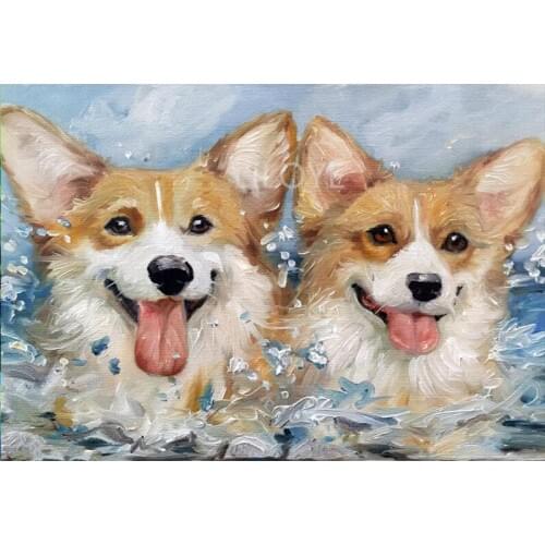 Diy Handwork 5D Diamond Mosaic Diamond Painting Welsh Corgi Dog picture of Rhinestones Full Diamond Embroidery Sale Decor TY206