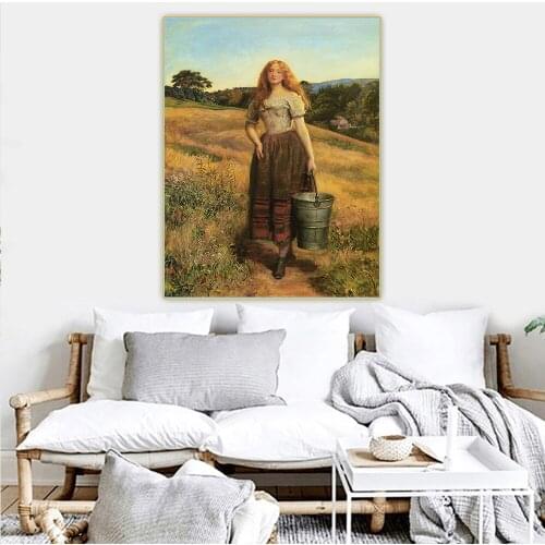 John Everett Millais《Farmers Daughter》Canvas Oil Painting Artwork Poster Picture Wall Hanging Decor Home Living Room Decoration